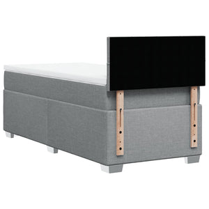Κρεβάτι Boxspring με Στρώμα Ανοιχτό Γκρι 90x190 εκ. Υφασμάτινο - Pakobazaar