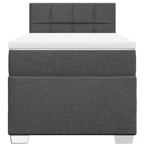 Κρεβάτι Boxspring με Στρώμα Σκούρο Γκρι 90x190 εκ. Υφασμάτινο - Pakobazaar