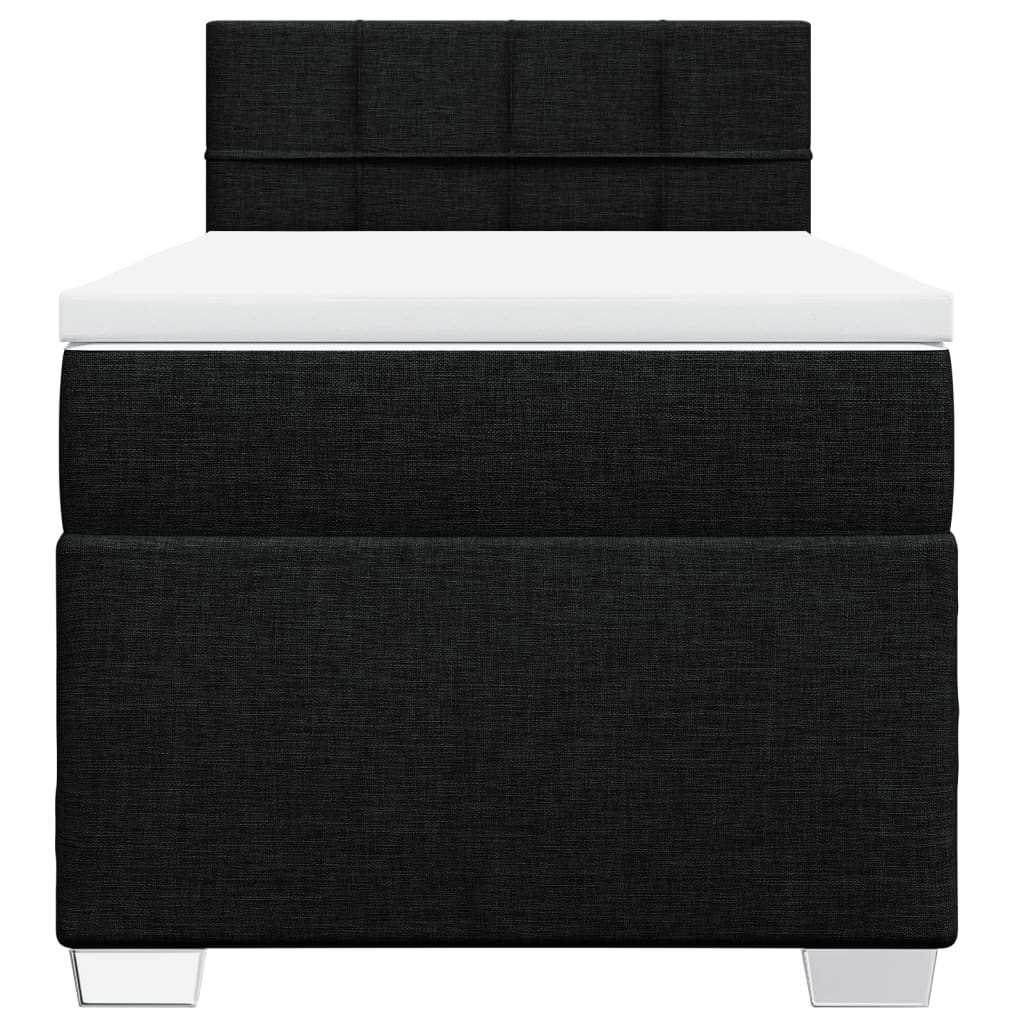 Κρεβάτι Boxspring με Στρώμα Μαύρο 90x190 εκ.Υφασμάτινο - Pakobazaar