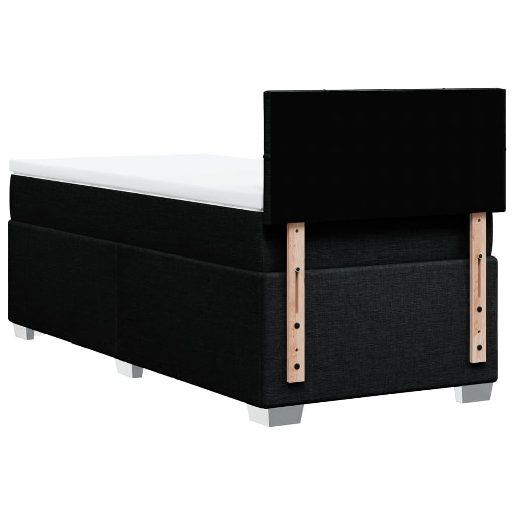Κρεβάτι Boxspring με Στρώμα Μαύρο 90x190 εκ.Υφασμάτινο - Pakobazaar