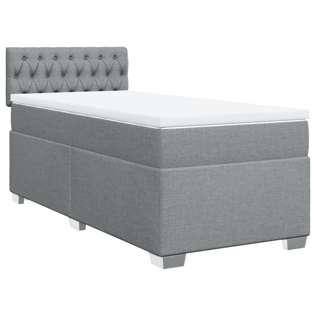 Κρεβάτι Boxspring με Στρώμα Ανοιχτό Γκρι 90x190 εκ. Υφασμάτινο - Pakobazaar
