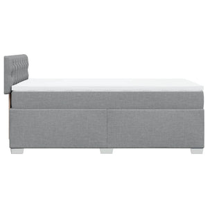 Κρεβάτι Boxspring με Στρώμα Ανοιχτό Γκρι 90x190 εκ. Υφασμάτινο - Pakobazaar