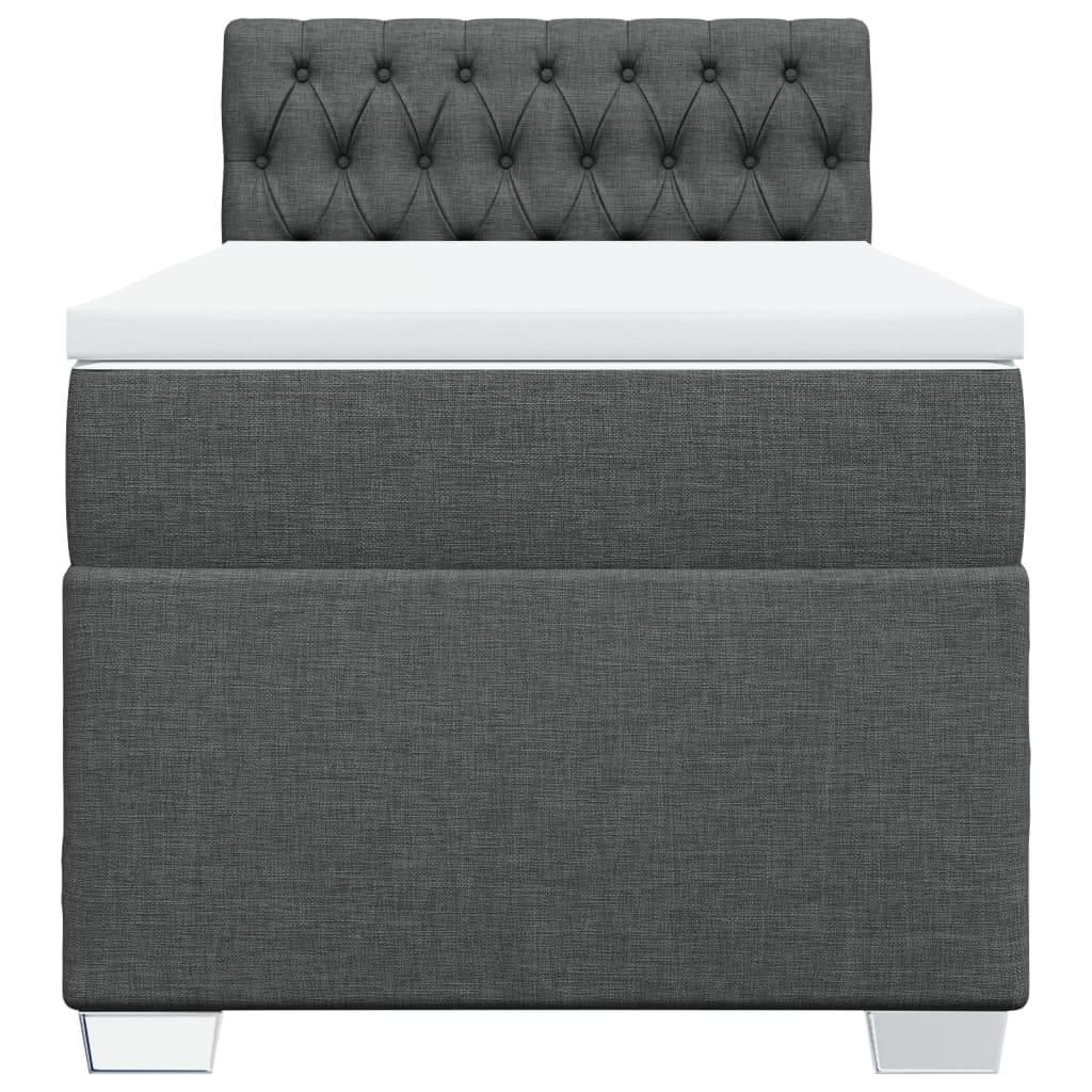 Κρεβάτι Boxspring με Στρώμα Σκούρο Γκρι 90x190 εκ. Υφασμάτινο
