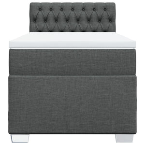 Κρεβάτι Boxspring με Στρώμα Σκούρο Γκρι 90x190 εκ. Υφασμάτινο