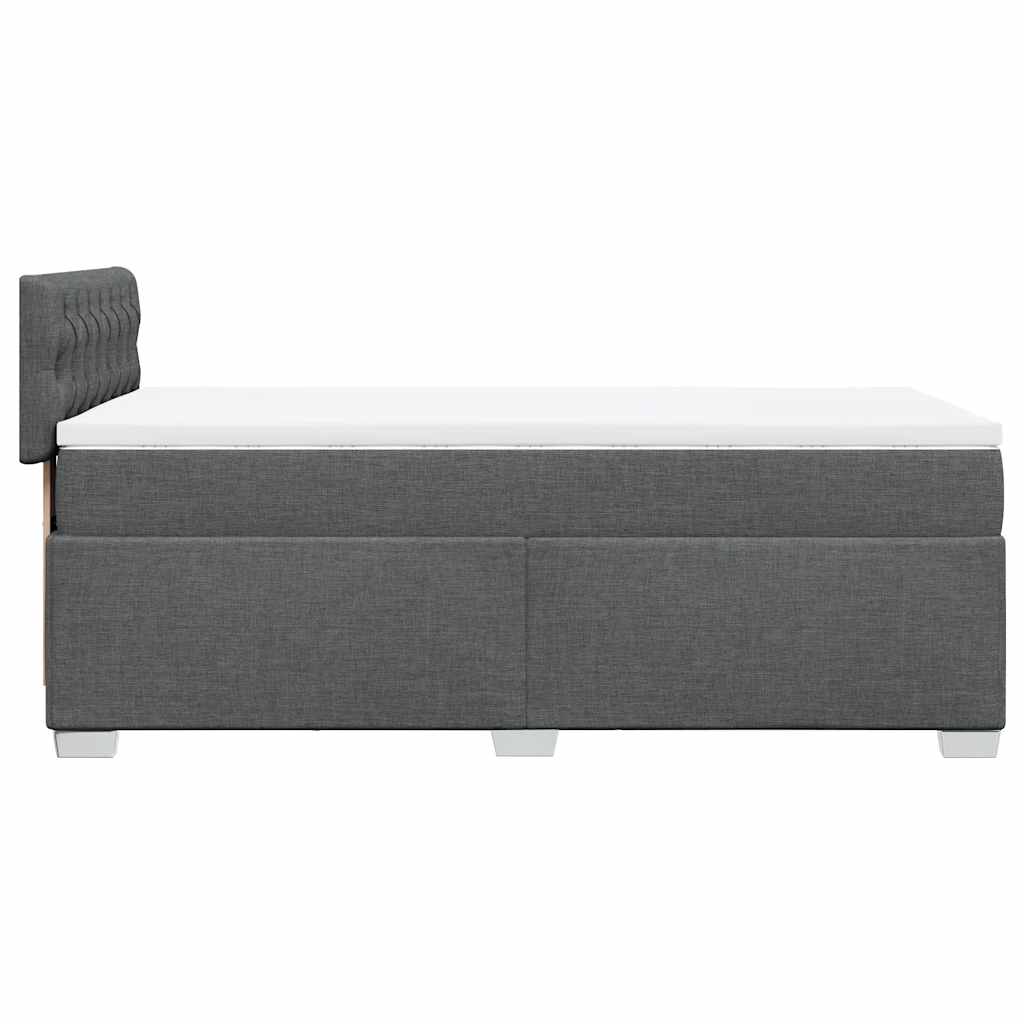 Κρεβάτι Boxspring με Στρώμα Σκούρο Γκρι 90x190 εκ. Υφασμάτινο
