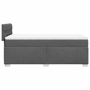 Κρεβάτι Boxspring με Στρώμα Σκούρο Γκρι 90x190 εκ. Υφασμάτινο
