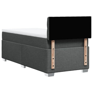 Κρεβάτι Boxspring με Στρώμα Σκούρο Γκρι 90x190 εκ. Υφασμάτινο