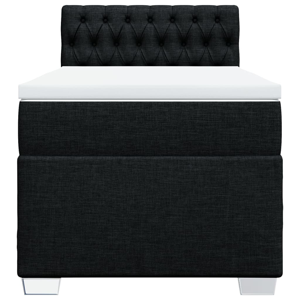 Κρεβάτι Boxspring με Στρώμα Μαύρο 90x190 εκ.Υφασμάτινο - Pakobazaar