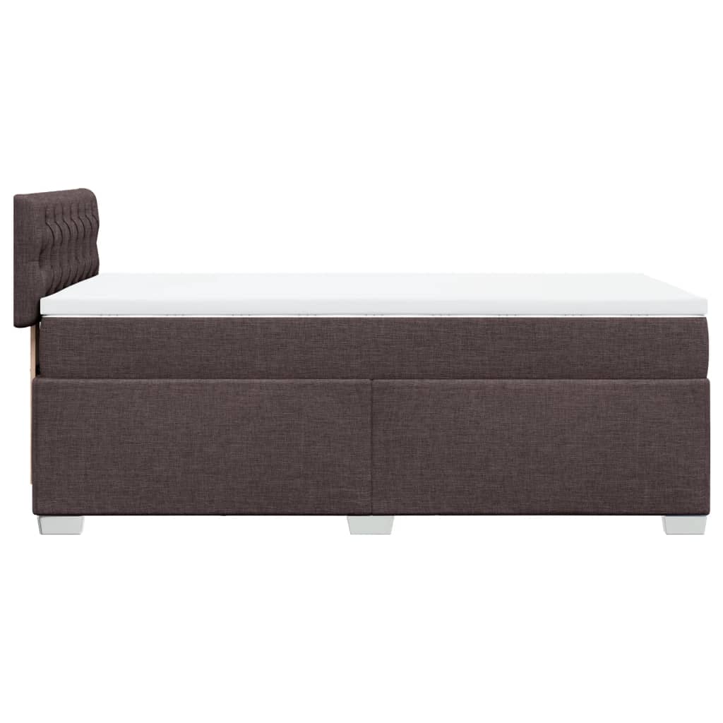 Κρεβάτι Boxspring με Στρώμα Σκούρο Καφέ 90x190 εκ. Υφασμάτινο - Pakobazaar