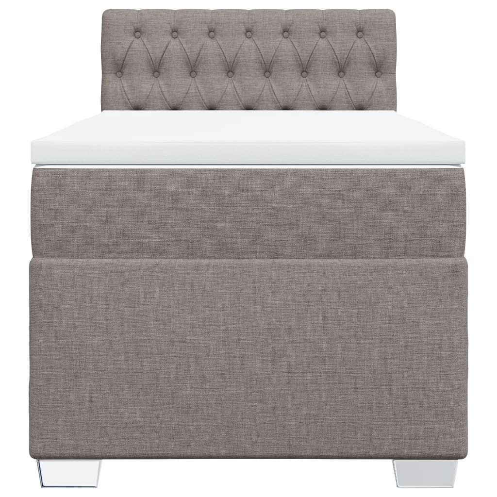Κρεβάτι Boxspring με Στρώμα Taupe 90x190 εκ.Υφασμάτινο - Pakobazaar