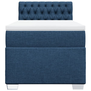 Κρεβάτι Boxspring με Στρώμα Μπλε 90x190 εκ.Υφασμάτινο - Pakobazaar
