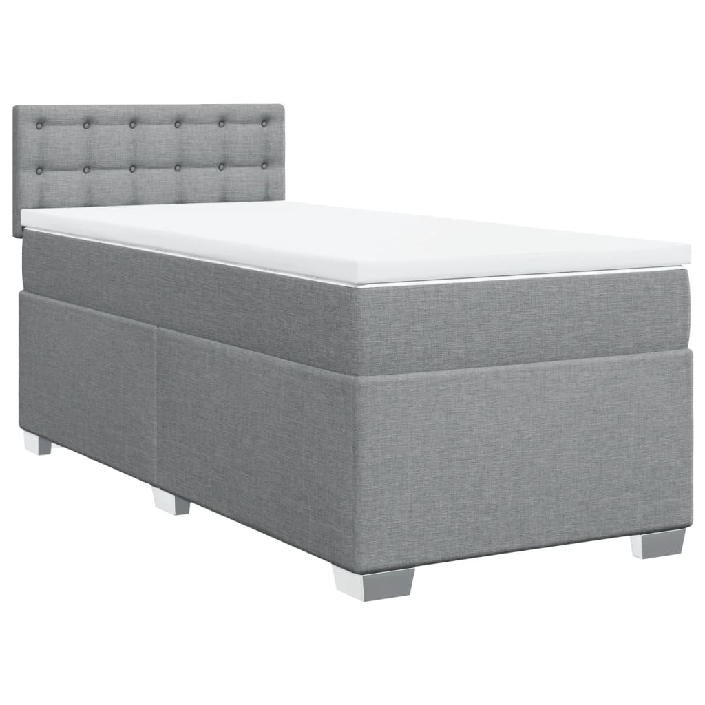 Κρεβάτι Boxspring με Στρώμα Ανοιχτό Γκρι 90x190 εκ. Υφασμάτινο - Pakobazaar