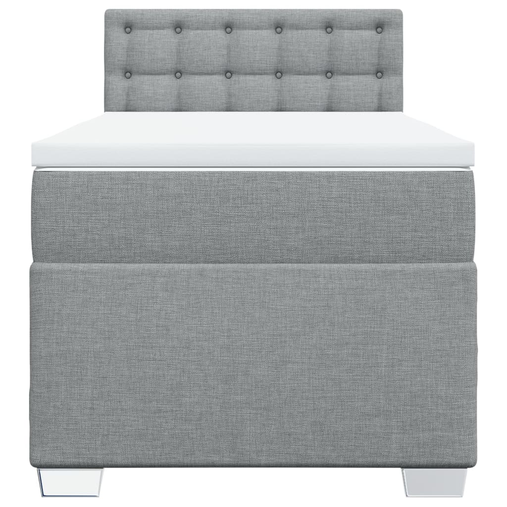 Κρεβάτι Boxspring με Στρώμα Ανοιχτό Γκρι 90x190 εκ. Υφασμάτινο - Pakobazaar