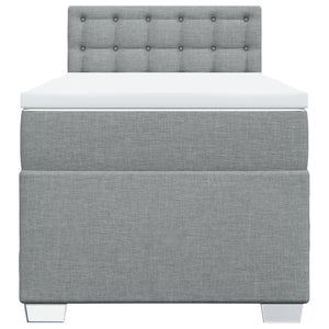 Κρεβάτι Boxspring με Στρώμα Ανοιχτό Γκρι 90x190 εκ. Υφασμάτινο - Pakobazaar