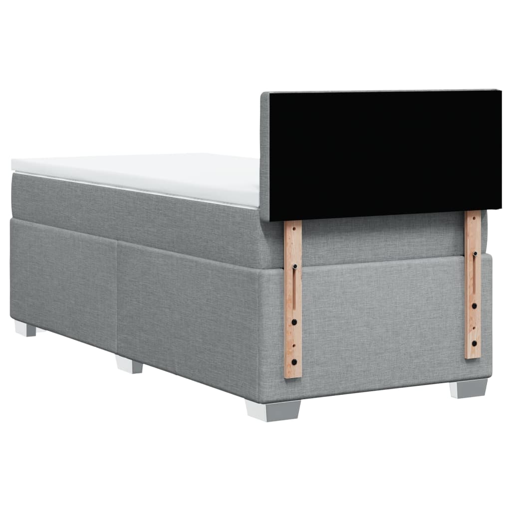 Κρεβάτι Boxspring με Στρώμα Ανοιχτό Γκρι 90x190 εκ. Υφασμάτινο - Pakobazaar