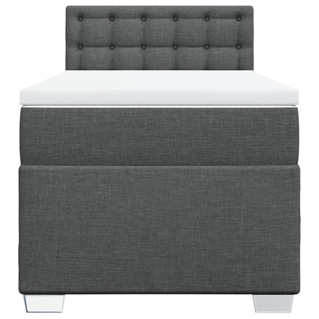 Κρεβάτι Boxspring με Στρώμα Σκούρο Γκρι 90x190 εκ. Υφασμάτινο - Pakobazaar