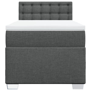 Κρεβάτι Boxspring με Στρώμα Σκούρο Γκρι 90x190 εκ. Υφασμάτινο - Pakobazaar
