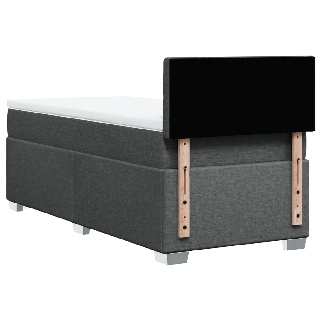 Κρεβάτι Boxspring με Στρώμα Σκούρο Γκρι 90x190 εκ. Υφασμάτινο - Pakobazaar
