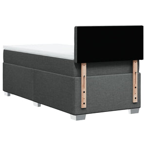 Κρεβάτι Boxspring με Στρώμα Σκούρο Γκρι 90x190 εκ. Υφασμάτινο - Pakobazaar