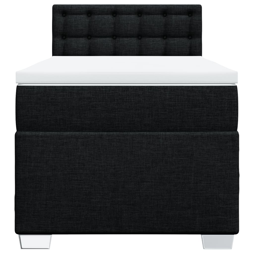 Κρεβάτι Boxspring με Στρώμα Μαύρο 90x190 εκ.Υφασμάτινο - Pakobazaar