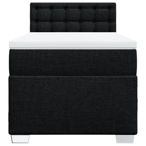Κρεβάτι Boxspring με Στρώμα Μαύρο 90x190 εκ.Υφασμάτινο - Pakobazaar