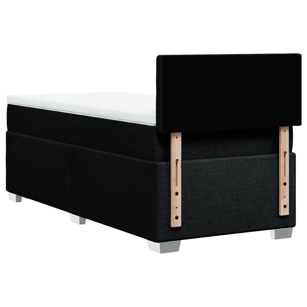 Κρεβάτι Boxspring με Στρώμα Μαύρο 90x190 εκ.Υφασμάτινο - Pakobazaar