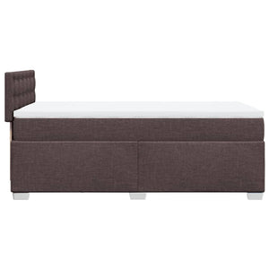 Κρεβάτι Boxspring με Στρώμα Σκούρο Καφέ 90x190 εκ. Υφασμάτινο