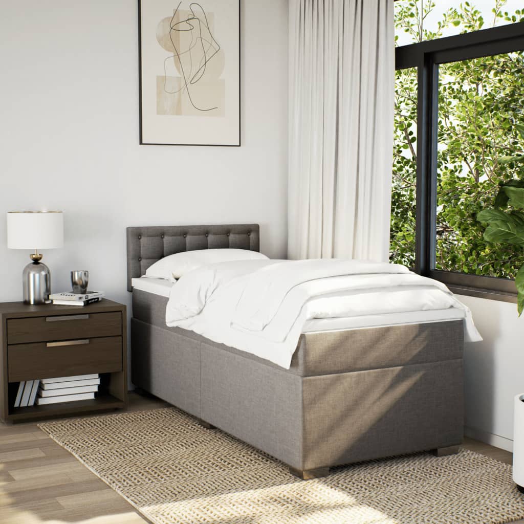 Κρεβάτι Boxspring με Στρώμα Taupe 90x190 εκ.Υφασμάτινο