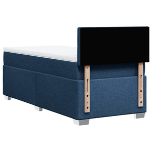 Κρεβάτι Boxspring με Στρώμα Μπλε 90x190 εκ.Υφασμάτινο - Pakobazaar