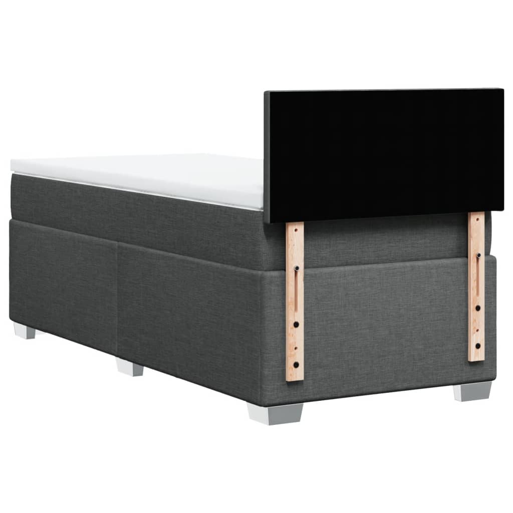 Κρεβάτι Boxspring με Στρώμα Σκούρο Γκρι 90x200 εκ. Υφασμάτινο - Pakobazaar