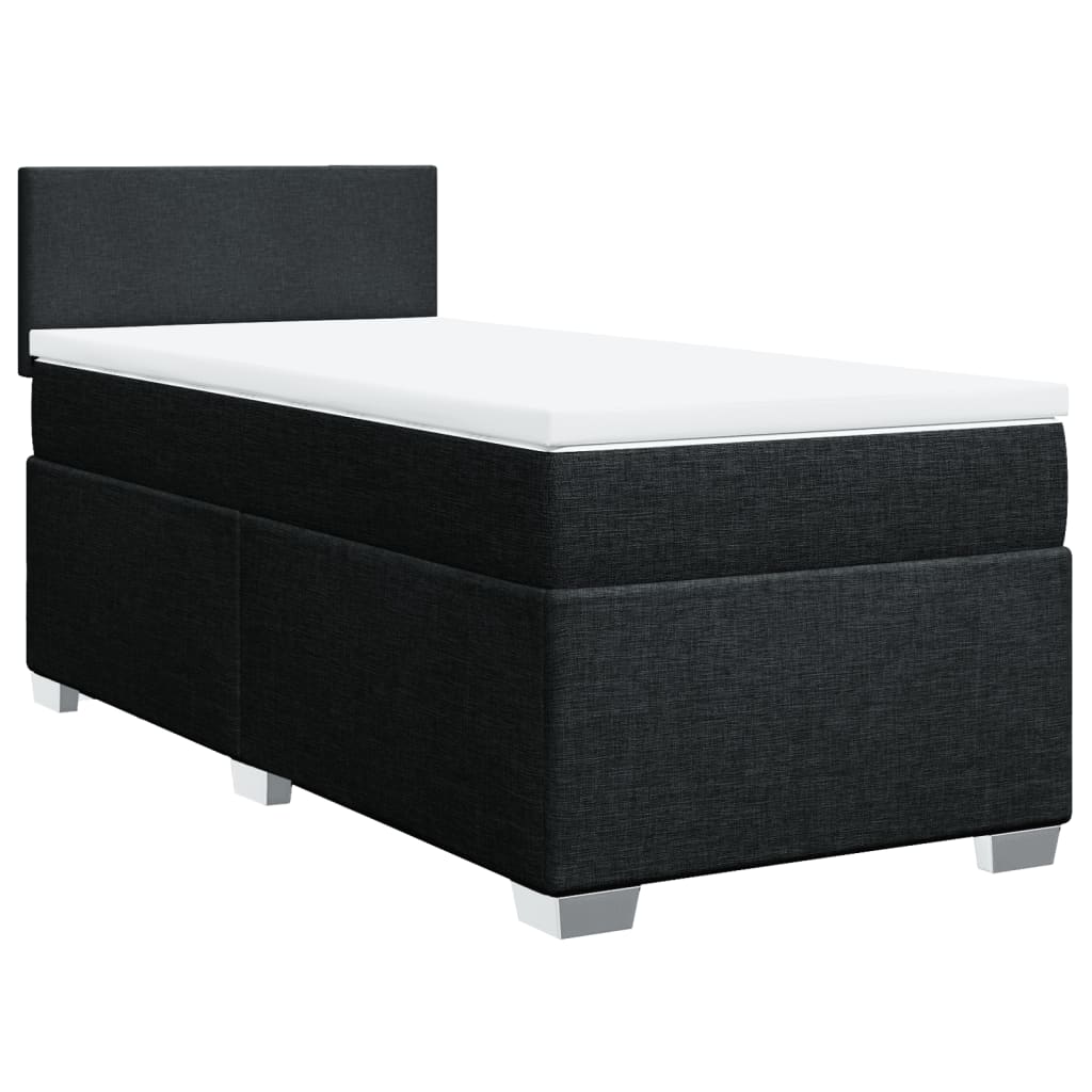 Κρεβάτι Boxspring με Στρώμα Μαύρο 90x200 εκ. Υφασμάτινο