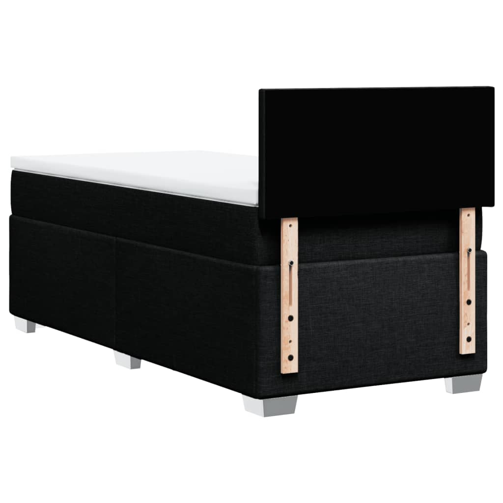 Κρεβάτι Boxspring με Στρώμα Μαύρο 90x200 εκ. Υφασμάτινο