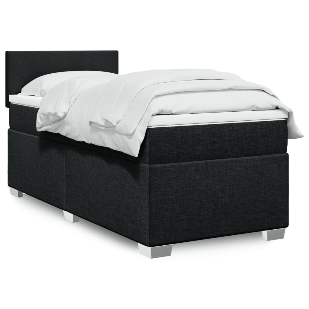 Κρεβάτι Boxspring με Στρώμα Μαύρο 90x200 εκ. Υφασμάτινο