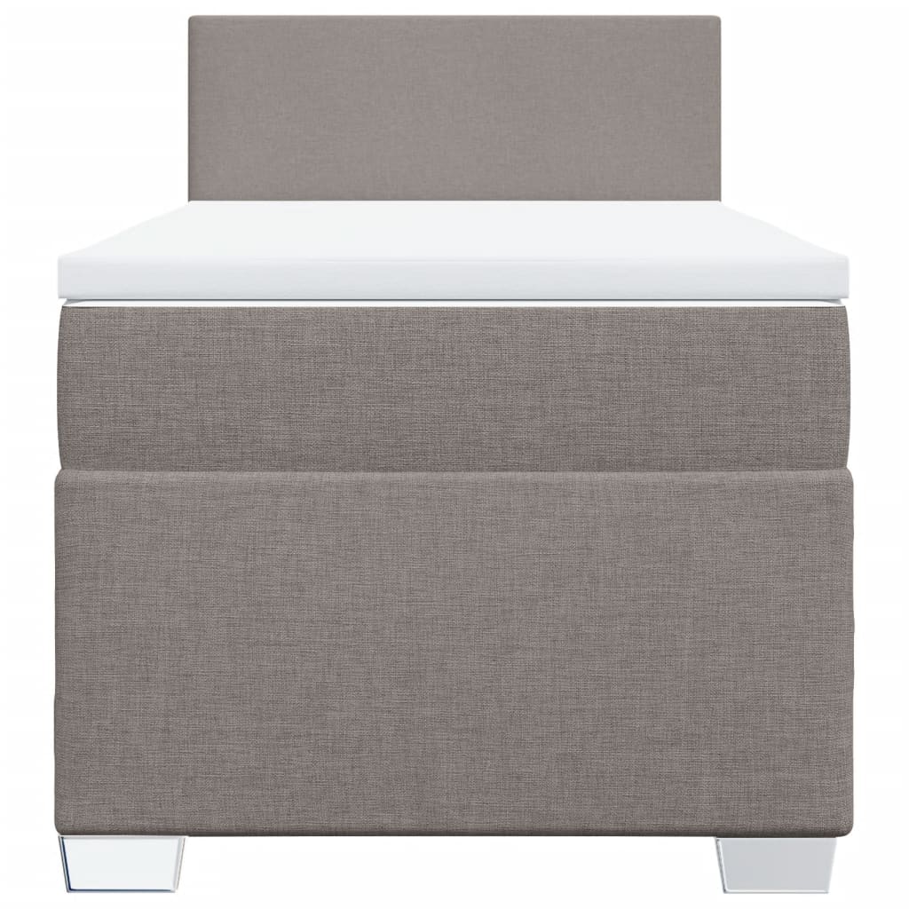 Κρεβάτι Boxspring με Στρώμα Taupe 90x200 εκ. Υφασμάτινο - Pakobazaar