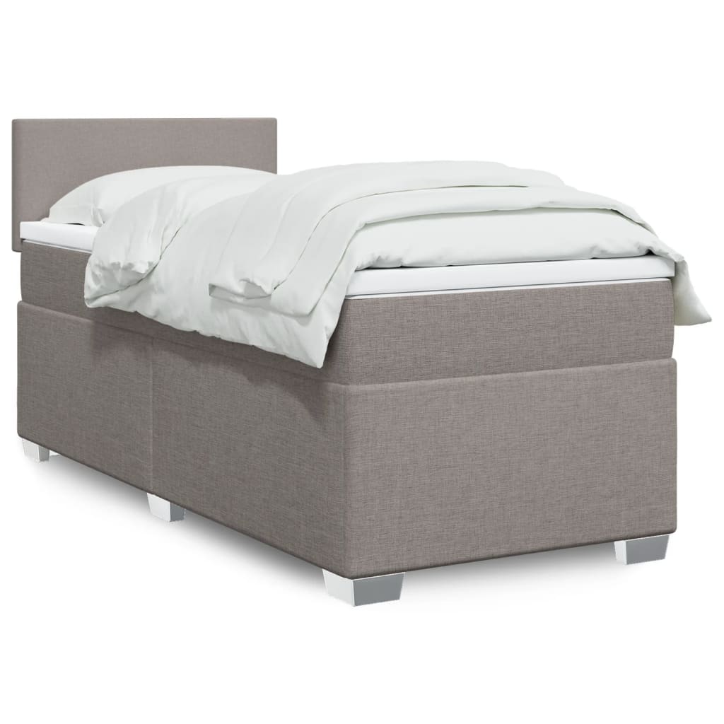 Κρεβάτι Boxspring με Στρώμα Taupe 90x200 εκ. Υφασμάτινο - Pakobazaar