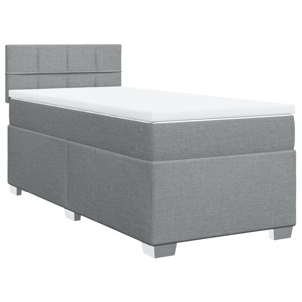 Κρεβάτι Boxspring με Στρώμα Ανοιχτό Γκρι 90x200 εκ. Υφασμάτινο - Pakobazaar