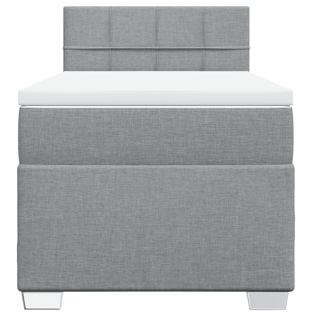 Κρεβάτι Boxspring με Στρώμα Ανοιχτό Γκρι 90x200 εκ. Υφασμάτινο - Pakobazaar