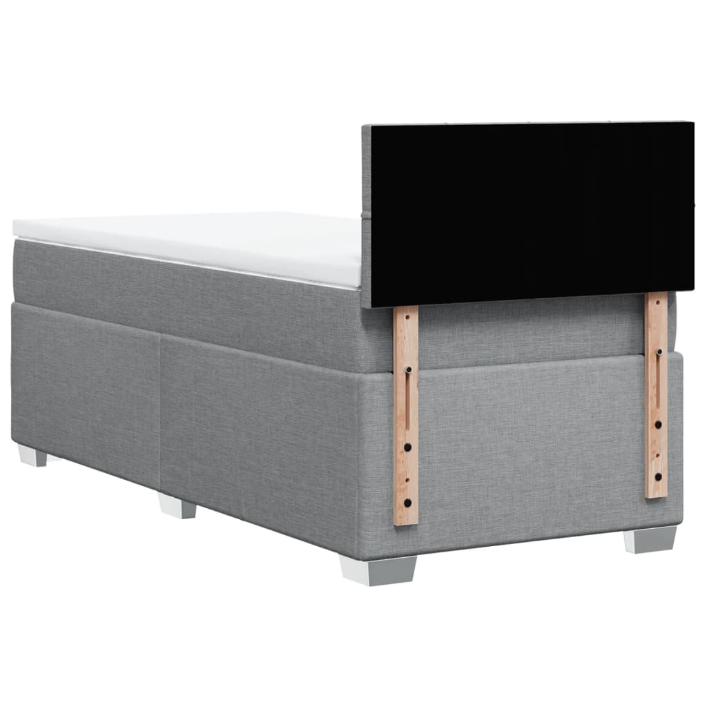 Κρεβάτι Boxspring με Στρώμα Ανοιχτό Γκρι 90x200 εκ. Υφασμάτινο - Pakobazaar