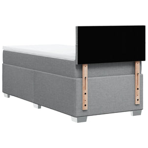 Κρεβάτι Boxspring με Στρώμα Ανοιχτό Γκρι 90x200 εκ. Υφασμάτινο - Pakobazaar