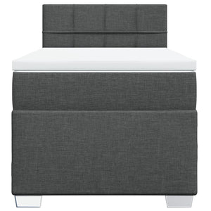 Κρεβάτι Boxspring με Στρώμα Σκούρο Γκρι 90x200 εκ. Υφασμάτινο - Pakobazaar