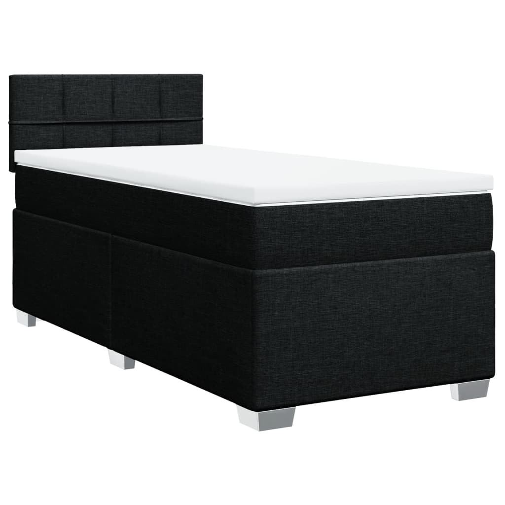 Κρεβάτι Boxspring με Στρώμα Μαύρο 90x200 εκ. Υφασμάτινο - Pakobazaar