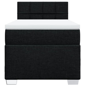 Κρεβάτι Boxspring με Στρώμα Μαύρο 90x200 εκ. Υφασμάτινο - Pakobazaar