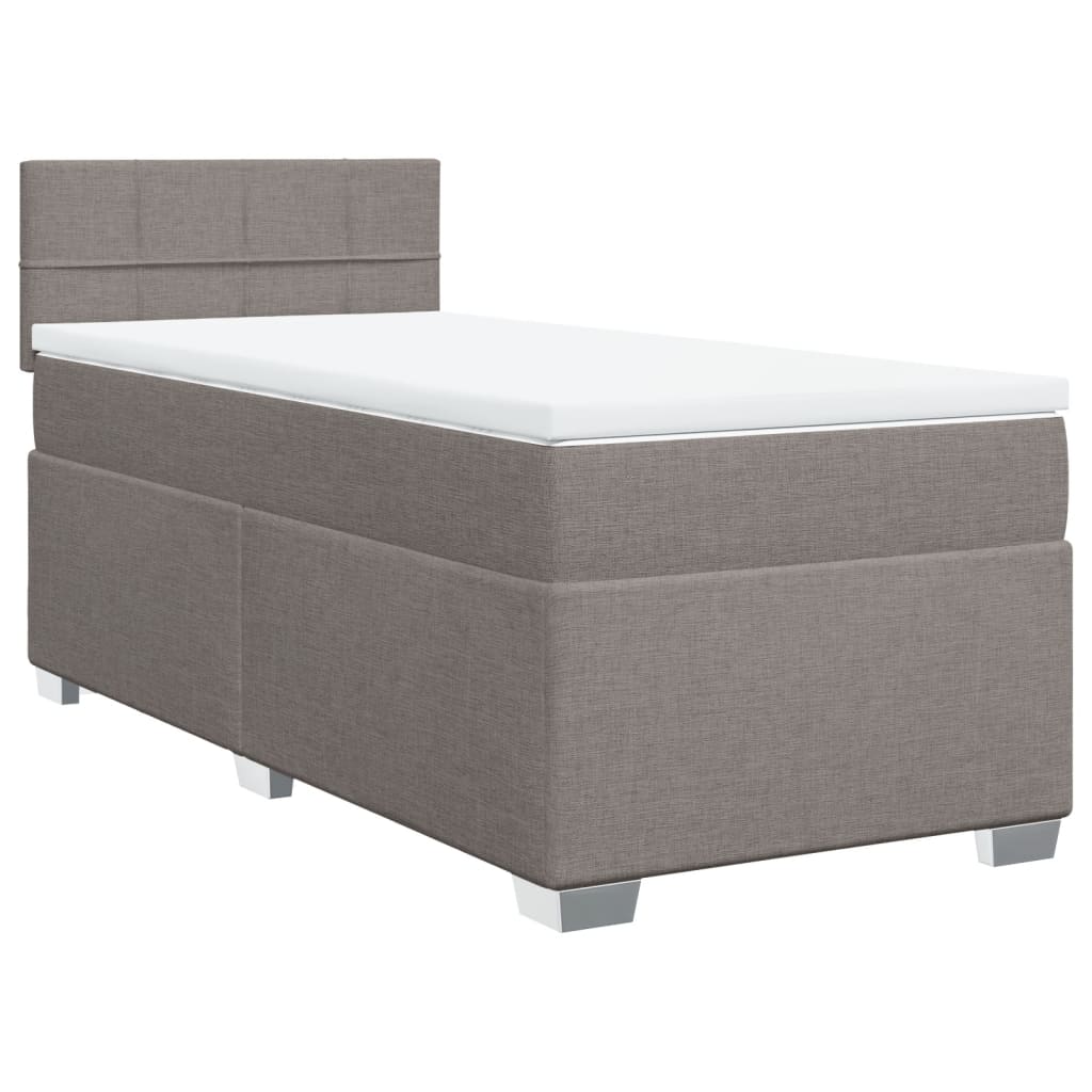 Κρεβάτι Boxspring με Στρώμα Taupe 90x200 εκ. Υφασμάτινο - Pakobazaar