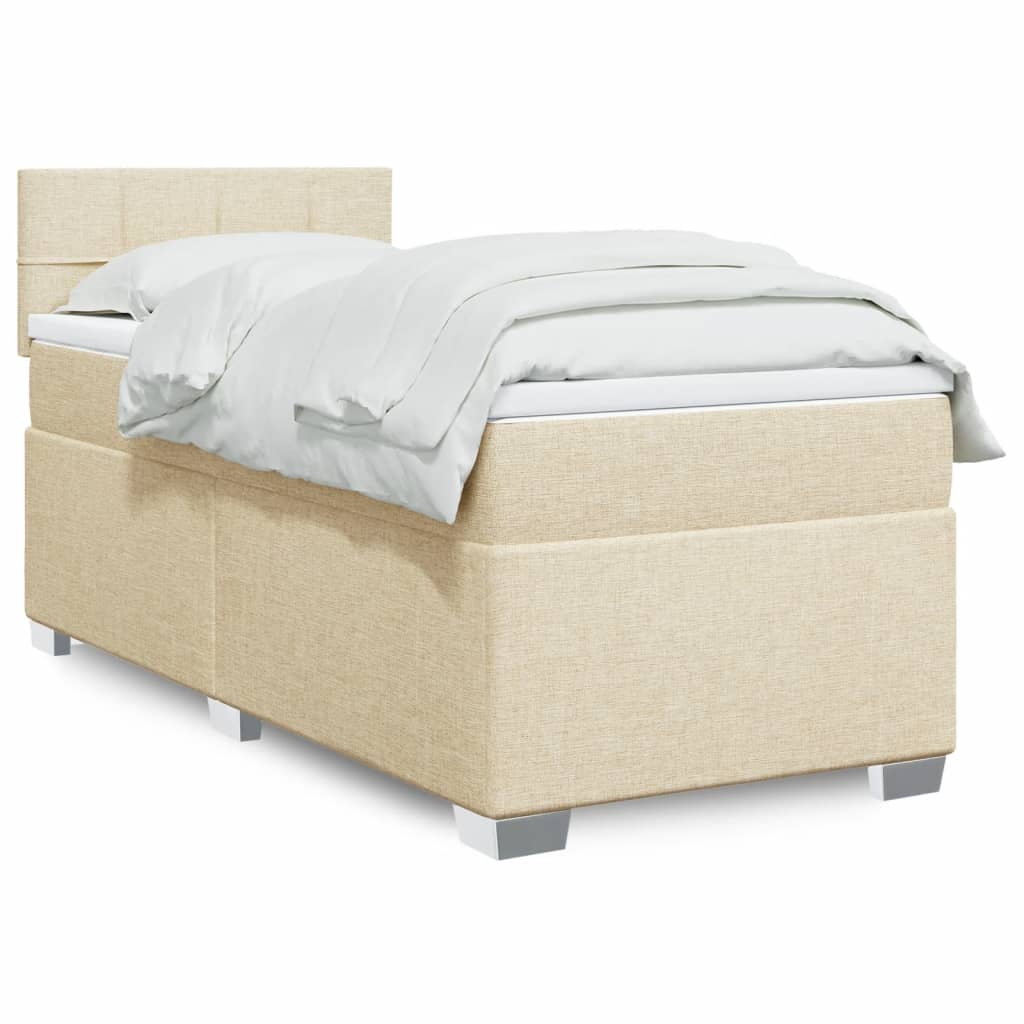 Κρεβάτι Boxspring με Στρώμα Κρεμ 90x200 εκ.Υφασμάτινο