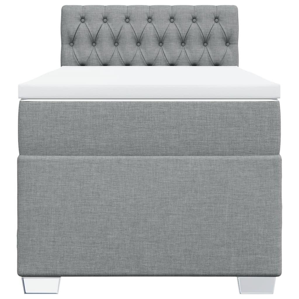 Κρεβάτι Boxspring με Στρώμα Ανοιχτό Γκρι 90x200 εκ. Υφασμάτινο - Pakobazaar