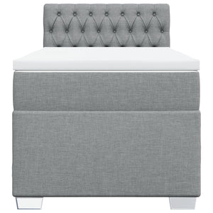 Κρεβάτι Boxspring με Στρώμα Ανοιχτό Γκρι 90x200 εκ. Υφασμάτινο - Pakobazaar