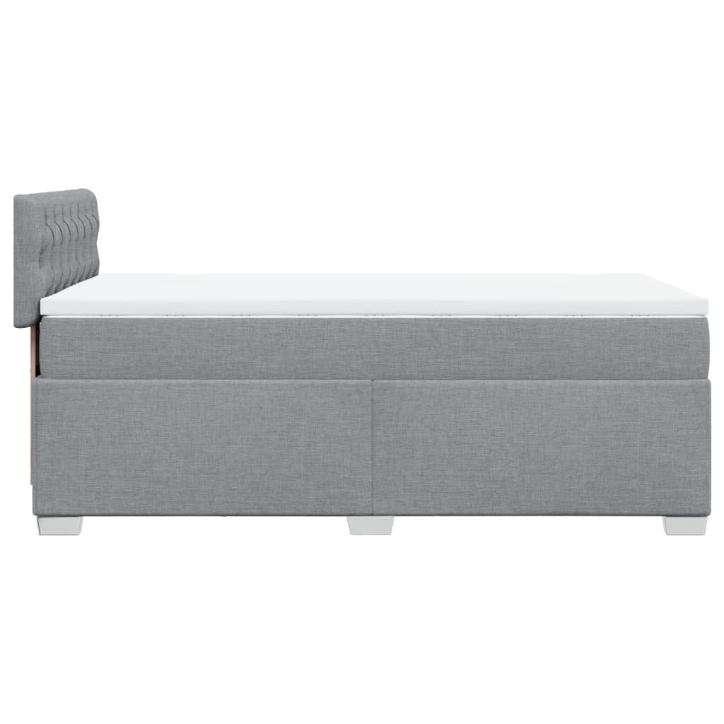 Κρεβάτι Boxspring με Στρώμα Ανοιχτό Γκρι 90x200 εκ. Υφασμάτινο - Pakobazaar