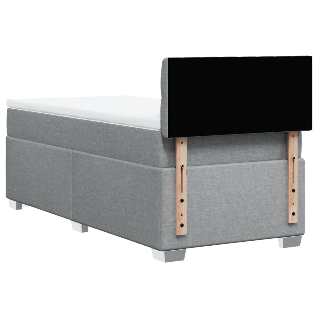 Κρεβάτι Boxspring με Στρώμα Ανοιχτό Γκρι 90x200 εκ. Υφασμάτινο - Pakobazaar