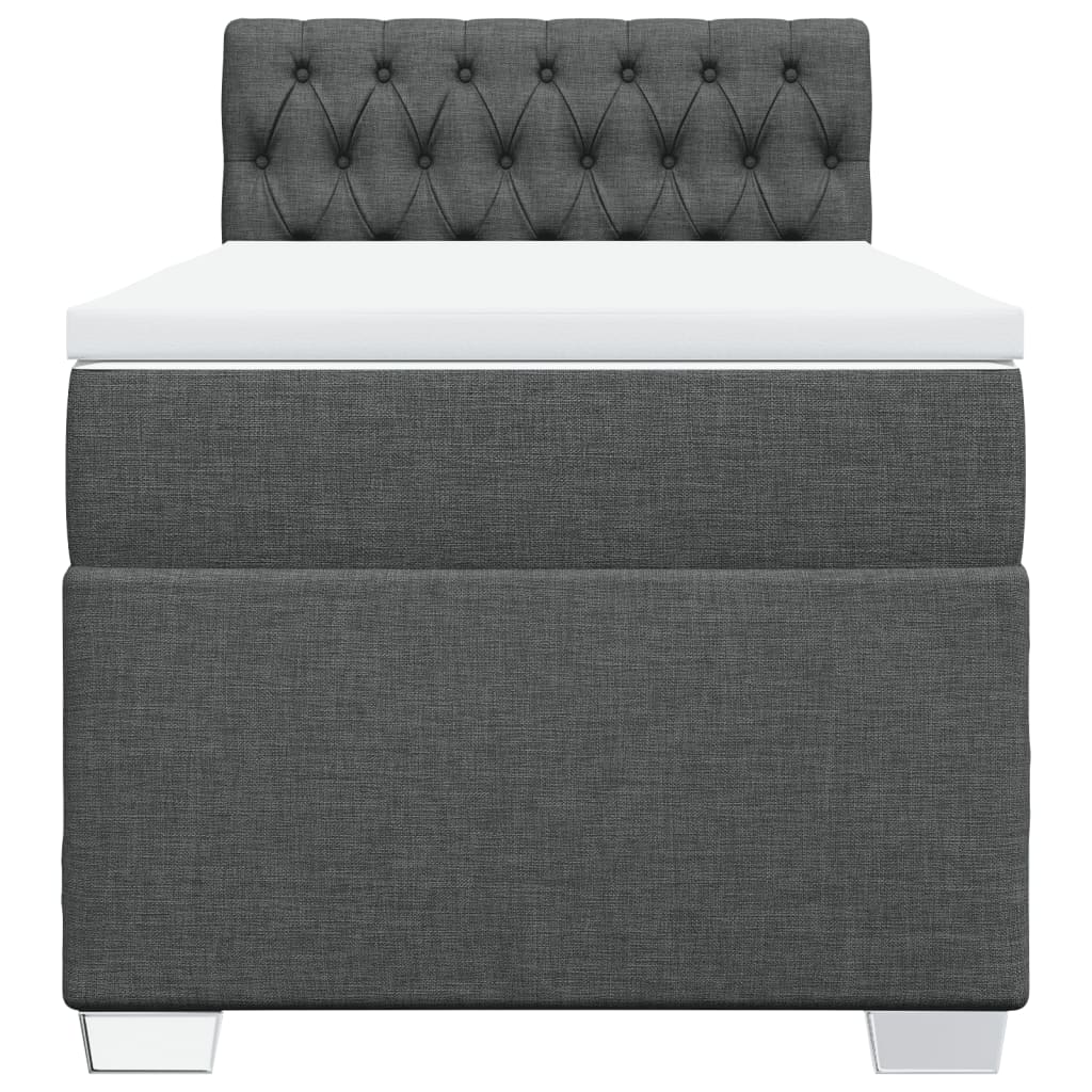 Κρεβάτι Boxspring με Στρώμα Σκούρο Γκρι 90x200 εκ. Υφασμάτινο