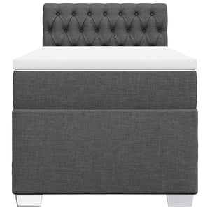 Κρεβάτι Boxspring με Στρώμα Σκούρο Γκρι 90x200 εκ. Υφασμάτινο